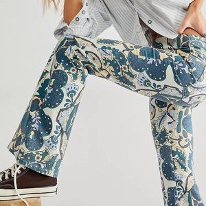 NWT Free People Printed Flare Pants Size 29